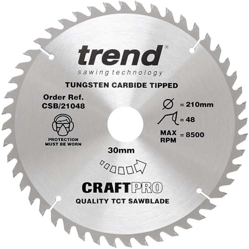 Trend Holz Kreissägeblatt, 210mm Durchmesser, 30mm Bohrung, 48 Zähne, HW, 2,4mm Schnittbreite, +15° Haken, CSB/21048 Trend Holz Kreissägeblatt, 210mm Durchmesser, 30mm Bohrung, 48 Zähne, HW, 2,4mm Schnittbreite, +15° Haken, CSB/21048 von TREND