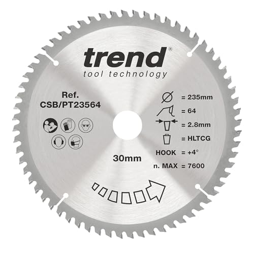 Trend Laminat- und HPL-Kreissägeblatt, 235 mm Durchmesser, 30 mm Bohrung, 64 Zähne, 2,8 mm Schnittfuge, +4° Haken, TCT, superfeine Oberfläche, CSB/PT23564 Trend Laminat- und HPL-Kreissägeblatt, 235 mm Durchmesser, 30 mm Bohrung, 64 Zähne, 2,8 mm Schnittfuge, +4° Haken, TCT, superfeine Oberfläche, CSB/PT23564 von TREND