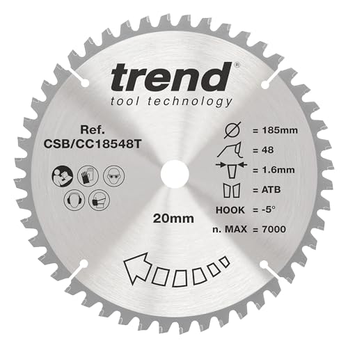 Trend Wood Akku-Gehrungssägeblatt, 185 mm Durchmesser, 20 mm Bohrung, 48 Zähne, 1,6 mm Schnittfuge, -5° Haken, TCT, feine Oberfläche, CSB/CC18548T Trend Wood Akku-Gehrungssägeblatt, 185 mm Durchmesser, 20 mm Bohrung, 48 Zähne, 1,6 mm Schnittfuge, -5° Haken, TCT, feine Oberfläche, CSB/CC18548T von TREND