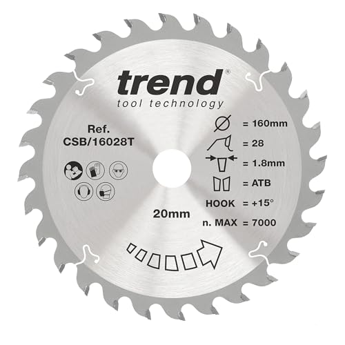 Trend Wood Akku-Kreissägeblatt, 160 mm Durchmesser, 20 mm Bohrung, 28 Zähne, 1,8 mm Schnittfuge, +15° Haken, TCT, mittlere Oberfläche, CSB/16028T Trend Wood Akku-Kreissägeblatt, 160 mm Durchmesser, 20 mm Bohrung, 28 Zähne, 1,8 mm Schnittfuge, +15° Haken, TCT, mittlere Oberfläche, CSB/16028T von TREND