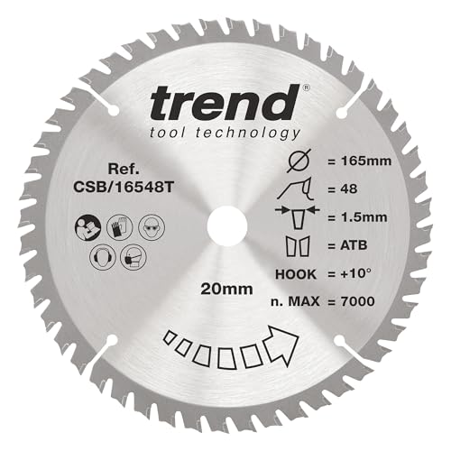 Trend Wood Akku-Kreissägeblatt, 165 mm Durchmesser, 20 mm Bohrung, 48 Zähne, 1,5 mm Schnittfuge, +10° Haken, TCT, feine Oberfläche, CSB/16548T Trend Wood Akku-Kreissägeblatt, 165 mm Durchmesser, 20 mm Bohrung, 48 Zähne, 1,5 mm Schnittfuge, +10° Haken, TCT, feine Oberfläche, CSB/16548T von TREND