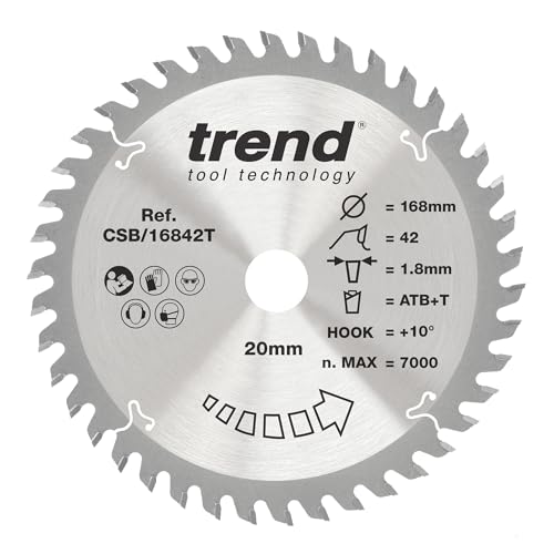 Trend Wood Akku-Kreissägeblatt, 168 mm Durchmesser, 20 mm Bohrung, 42 Zähne, 1,8 mm Schnittfuge, +10° Haken, TCT, feine Oberfläche, CSB/16842T Trend Wood Akku-Kreissägeblatt, 168 mm Durchmesser, 20 mm Bohrung, 42 Zähne, 1,8 mm Schnittfuge, +10° Haken, TCT, feine Oberfläche, CSB/16842T von TREND