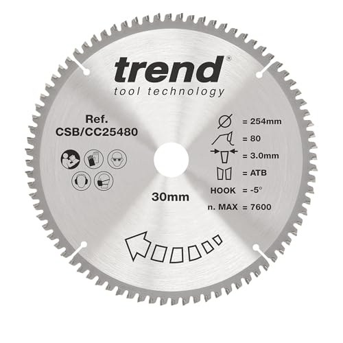 Trend Wood Gehrungssägeblatt, 254 mm Durchmesser, 30 mm Bohrung, 80 Zähne, 3 mm Schnittfuge, -5° Haken, TCT, extrafeine Oberfläche, CSB/CC25480 Trend Wood Gehrungssägeblatt, 254 mm Durchmesser, 30 mm Bohrung, 80 Zähne, 3 mm Schnittfuge, -5° Haken, TCT, extrafeine Oberfläche, CSB/CC25480 von TREND