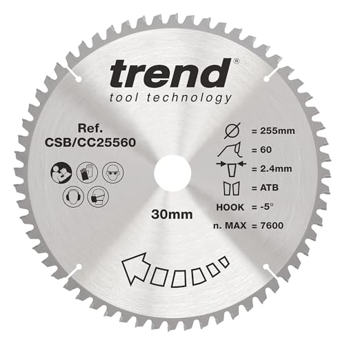Trend Wood Gehrungssägeblatt, 255 mm Durchmesser, 30 mm Bohrung, 60 Zähne, 2,4 mm Schnittfuge, -5° Haken, TCT, feine Oberfläche, CSB/CC25560 Trend Wood Gehrungssägeblatt, 255 mm Durchmesser, 30 mm Bohrung, 60 Zähne, 2,4 mm Schnittfuge, -5° Haken, TCT, feine Oberfläche, CSB/CC25560 von TREND