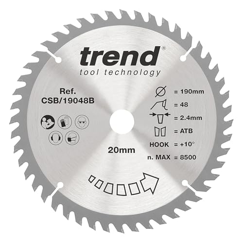 Trend Wood Kreissägeblatt, 190 mm Durchmesser, 20 mm Bohrung, 48 Zähne, 2,4 mm Schnittfuge, +10° Haken, TCT, feine Oberfläche, CSB/19048B Trend Wood Kreissägeblatt, 190 mm Durchmesser, 20 mm Bohrung, 48 Zähne, 2,4 mm Schnittfuge, +10° Haken, TCT, feine Oberfläche, CSB/19048B von TREND