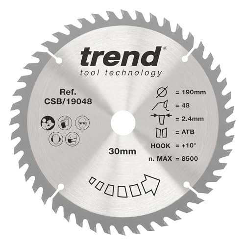 Trend Wood Kreissägeblatt, 190 mm Durchmesser, 30 mm Bohrung, 48 Zähne, 2,4 mm Schnittfuge, +10° Haken, TCT, feine Oberfläche, CSB/19048 Trend Wood Kreissägeblatt, 190 mm Durchmesser, 30 mm Bohrung, 48 Zähne, 2,4 mm Schnittfuge, +10° Haken, TCT, feine Oberfläche, CSB/19048 von TREND