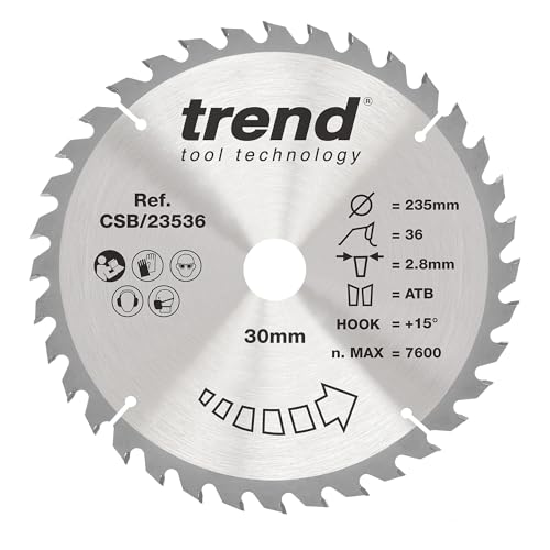 Trend Wood Kreissägeblatt, 235 mm Durchmesser, 30 mm Bohrung, 36 Zähne, 2,8 mm Schnittfuge, +15° Haken, TCT, mittlere Oberfläche, CSB/23536 Trend Wood Kreissägeblatt, 235 mm Durchmesser, 30 mm Bohrung, 36 Zähne, 2,8 mm Schnittfuge, +15° Haken, TCT, mittlere Oberfläche, CSB/23536 von TREND