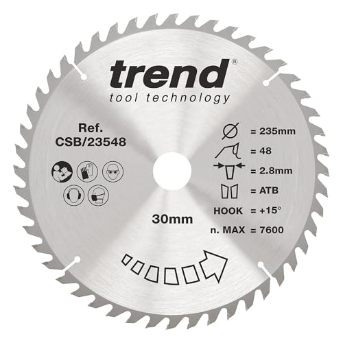 Trend Wood Kreissägeblatt, 235 mm Durchmesser, 30 mm Bohrung, 48 Zähne, 2,8 mm Schnittfuge, +15° Haken, TCT, feine Oberfläche, CSB/23548 Trend Wood Kreissägeblatt, 235 mm Durchmesser, 30 mm Bohrung, 48 Zähne, 2,8 mm Schnittfuge, +15° Haken, TCT, feine Oberfläche, CSB/23548 von TREND