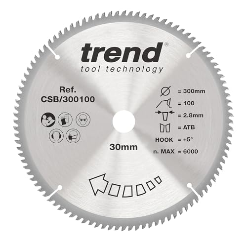 Trend Wood Kreissägeblatt, 300 mm Durchmesser, 30 mm Bohrung, 100 Zähne, 2,8 mm Schnittfuge, +5° Haken, TCT, extrafeine Oberfläche, CSB/300100 Trend Wood Kreissägeblatt, 300 mm Durchmesser, 30 mm Bohrung, 100 Zähne, 2,8 mm Schnittfuge, +5° Haken, TCT, extrafeine Oberfläche, CSB/300100 von TREND