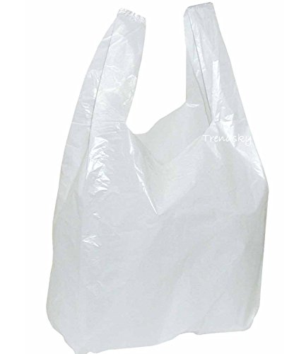 2000 Stück 28+14x48 cm Tüten Hemdchen Tragetaschen weiß Beutel für Laden Markt von TRENDSKY