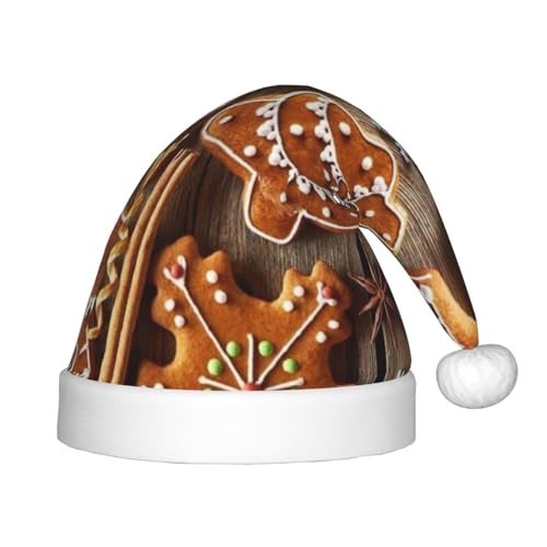 TRESILA Weihnachtsmütze für Kinder, klassische Plüschmütze, Weihnachtsmütze, Weihnachtsfeier, Weihnachtsdekoration, Lebkuchenkekse von TRESILA