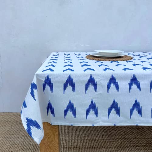 TRESMESTRES Stoff Tischdecken Rechteckig und Quadratisch - Bunter Mediterraner Stil - Dekorativ Tischtuch für Outdoor und Indoor - Blau, 100x100cm von TRESMESTRES