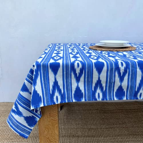 TRESMESTRES Stoff Tischdecken Rechteckig und Quadratisch - Bunter Mediterraner Stil - Dekorativ Tischtuch für Outdoor und Indoor - Blau, 180x180cm von TRESMESTRES