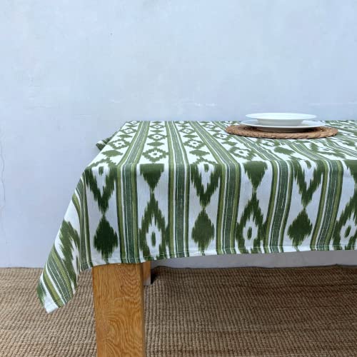 TRESMESTRES Stoff Tischdecken Rechteckig und Quadratisch - Bunter Mediterraner Stil - Dekorativ Tischtuch für Outdoor und Indoor - Grün, 140x280cm von TRESMESTRES