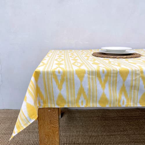 TRESMESTRES Stoff Tischdecken Rechteckig und Quadratisch - Bunter Mediterraner Stil - Dekorativ Tischtuch für Outdoor und Indoor - Gelb, 180x180cm von TRESMESTRES