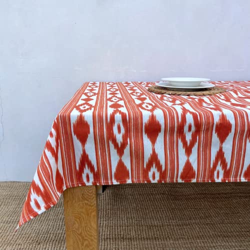 TRESMESTRES Stoff Tischdecken Rechteckig und Quadratisch - Bunter Mediterraner Stil - Dekorativ Tischtuch für Outdoor und Indoor - Orange, 100x100cm von TRESMESTRES