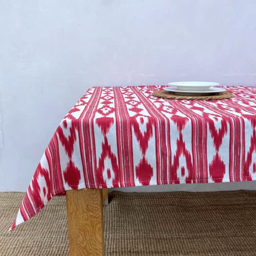 TRESMESTRES Stoff Tischdecken Rechteckig und Quadratisch - Bunter Mediterraner Stil - Dekorativ Tischtuch für Outdoor und Indoor - Rot, 140x200cm von TRESMESTRES