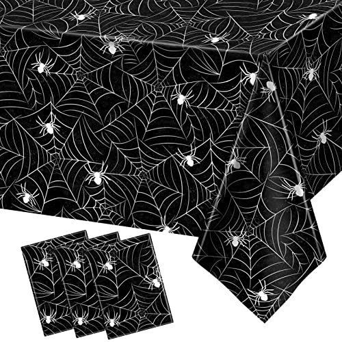 TREWAVE Halloween-Spinnennetz-Tischdecke, rechteckig, Kunststoff, Spinnennetz-Tischdecke, große Größe, Tischdecke für Heimdekoration, Halloween, Party-Dekorationen, 137,2 x 274,3 cm, Schwarz, 3 Stück TREWAVE Halloween-Spinnennetz-Tischdecke, rechteckig, Kunststoff, Spinnennetz-Tischdecke, große Größe, Tischdecke für Heimdekoration, Halloween, Party-Dekorationen, 137,2 x 274,3 cm, Schwarz, 3 Stück von TREWAVE