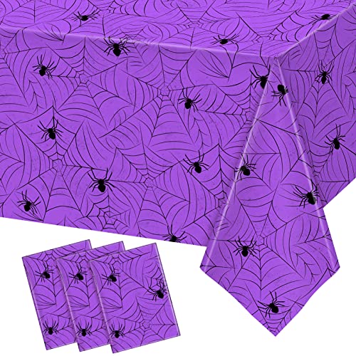 TREWAVE Halloween-Spinnennetz-Tischdecke, rechteckig, Kunststoff, Spinnennetz-Tischdecke, große Größe, Tischdecke für Heimdekoration, Halloween, Party-Dekorationen, 137,2 x 274,3 cm, Violett, 3 Stück TREWAVE Halloween-Spinnennetz-Tischdecke, rechteckig, Kunststoff, Spinnennetz-Tischdecke, große Größe, Tischdecke für Heimdekoration, Halloween, Party-Dekorationen, 137,2 x 274,3 cm, Violett, 3 Stück von TREWAVE