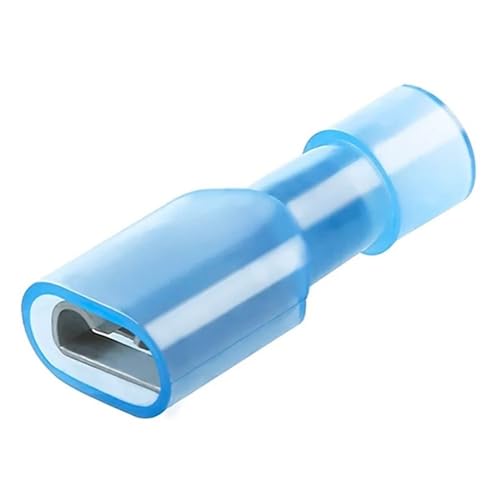10 Stück Nylon-Kabelverbinder FDFN2-250/2.5-250 | Elektrische Klemme 16-14 AWG | Flachstecker aus Messing(Blue) von TRFVDVERD