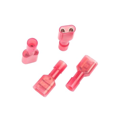 10 Stück Nylon-Kabelverbinder FDFN2-250/2.5-250 | Elektrische Klemme 16-14 AWG | Flachstecker aus Messing(Red) von TRFVDVERD
