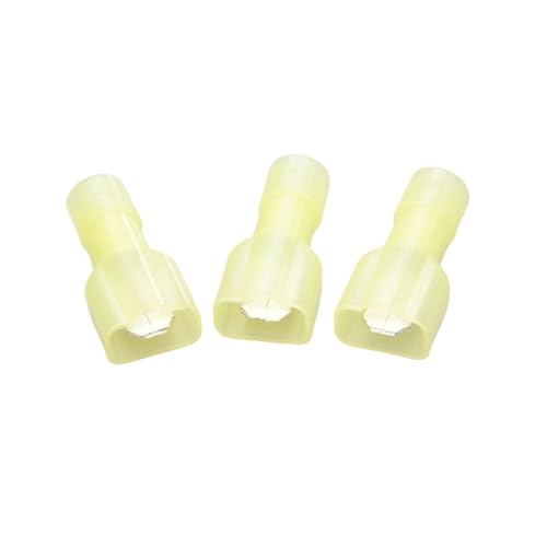 10 Stück Nylon-Kabelverbinder FDFN2-250/2.5-250 | Elektrische Klemme 16-14 AWG | Flachstecker aus Messing(Yellow) von TRFVDVERD