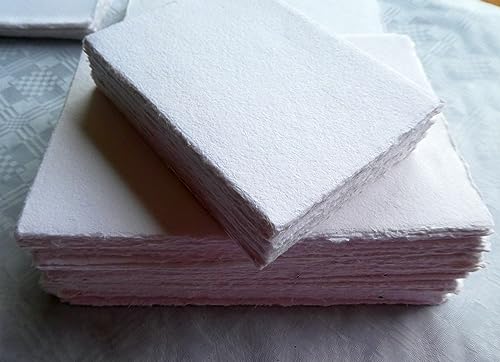 extrafeines handgeschöpftes Büttenpapier mit Büttenrand 120g/m² Aquarellpapier A5 10 Bogen/Set naturweiss BaumwollLinters (AQ125) von TRIBAL PAPER