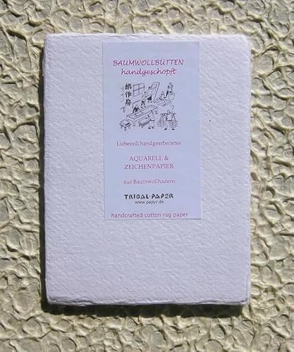 handgeschöpftes Büttenpapier mit Büttenrand Aquarellpapier A6 10 Bogen/Set 200g/m² naturweiß BaumwollLinters handgeschöpftes Büttenpapier mit Büttenrand Aquarellpapier A6 10 Bogen/Set 200g/m² naturweiß BaumwollLinters von TRIBAL PAPER