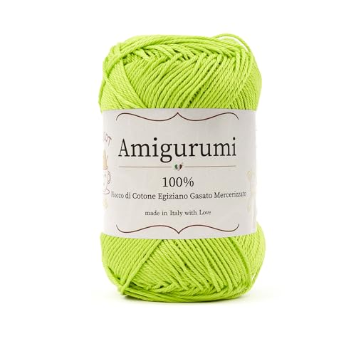 Amigurumi by Tricot Cafè - Garnknäuel aus reiner Baumwolle für Häkelpuppen und puppen, Häkeltaschen und leichte Kleidung - Nadeln/Haken 3,00/4,00 - Aciby Green 287-1 Stück von TRICOT CAFE'
