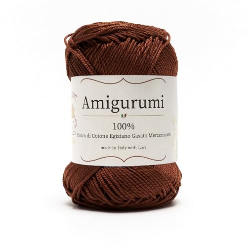 Amigurumi by Tricot Cafè - Garnknäuel aus reiner Baumwolle für Häkelpuppen und puppen, Häkeltaschen und leichte Kleidung - Nadeln/Haken 3,00/4,00 – Braun 158 – 1 Stück von TRICOT CAFE'