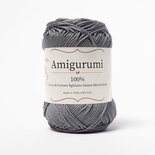 Amigurumi by Tricot Cafè - Garnknäuel aus reiner Baumwolle für Häkelpuppen und puppen, Häkeltaschen und leichte Kleidung - Nadeln/Haken 3,00/4,00 - Dunkelgrau 302-1 Stück von TRICOT CAFE'