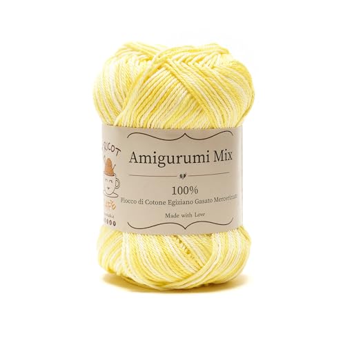 Amigurumi by Tricot Cafè - Garnknäuel aus reiner Baumwolle für Häkelpuppen und puppen, Häkeltaschen und leichte Kleidung - Nadeln/Haken 3,00/4,00 - Gelb Mix 83-1 Stück Amigurumi by Tricot Cafè - Garnknäuel aus reiner Baumwolle für Häkelpuppen und puppen, Häkeltaschen und leichte Kleidung - Nadeln/Haken 3,00/4,00 - Gelb Mix 83-1 Stück von TRICOT CAFE'