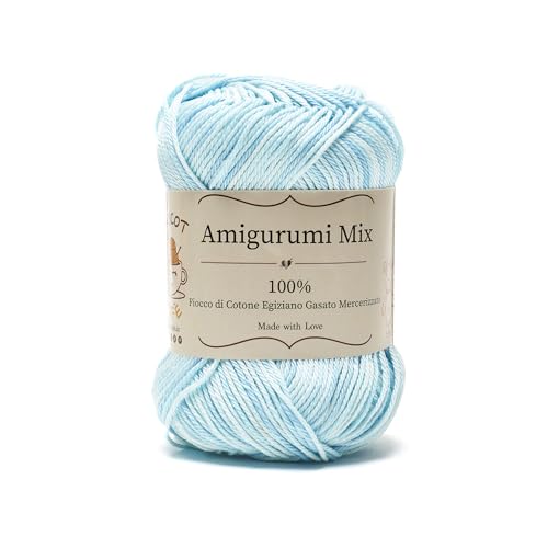 Amigurumi by Tricot Cafè - Garnknäuel aus reiner Baumwolle für Häkelpuppen und puppen, Häkeltaschen und leichte Kleidung - Nadeln/Haken 3,00/4,00 – Hellblau Mix 87 – 1 Stück Amigurumi by Tricot Cafè - Garnknäuel aus reiner Baumwolle für Häkelpuppen und puppen, Häkeltaschen und leichte Kleidung - Nadeln/Haken 3,00/4,00 – Hellblau Mix 87 – 1 Stück von TRICOT CAFE'