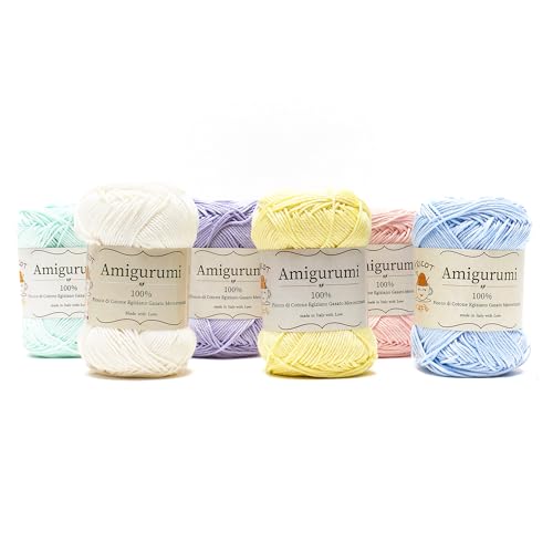 Amigurumi by Tricot Cafè - Garnknäuel aus reiner Baumwolle für Häkelpuppen und puppen, Häkeltaschen und leichte Kleidung - Nadeln/Haken 3,00/4,00 – Mehrfarbiges Set 1 – 6 Stück Amigurumi by Tricot Cafè - Garnknäuel aus reiner Baumwolle für Häkelpuppen und puppen, Häkeltaschen und leichte Kleidung - Nadeln/Haken 3,00/4,00 – Mehrfarbiges Set 1 – 6 Stück von TRICOT CAFE'
