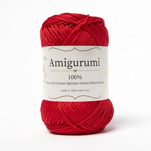 Amigurumi by Tricot Cafè - Garnknäuel aus reiner Baumwolle für Häkelpuppen und puppen, Häkeltaschen und leichte Kleidung - Nadeln/Haken 3,00/4,00 – Rot 114 – 1 Stück von TRICOT CAFE'