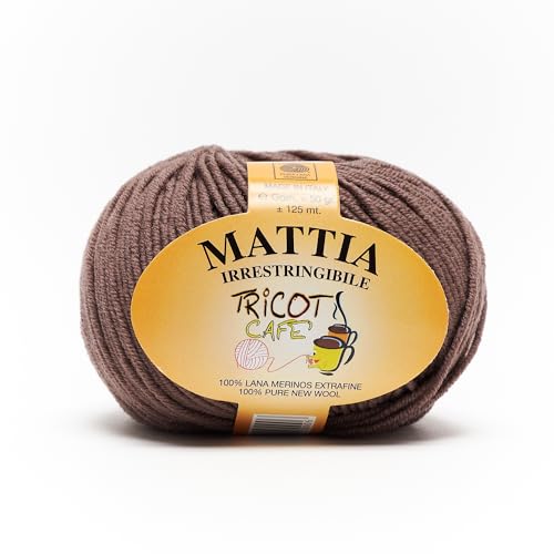 Mattia by Tricot Cafè – Garn aus reiner Merinowolle, extrafein, einlaufsicher, Braun 685 von TRICOT CAFE'