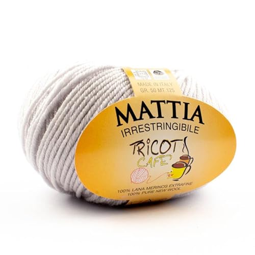 Mattia by Tricot Cafè – Garn aus reiner Merinowolle, extrafein, einlaufsicher, Perlgrau 610 von TRICOT CAFE'