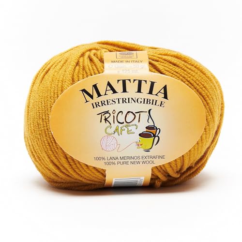 Mattia by Tricot Cafè – Garn aus reiner Merinowolle, extrafein, einlaufsicher, Senf 2067 Mattia by Tricot Cafè – Garn aus reiner Merinowolle, extrafein, einlaufsicher, Senf 2067 von TRICOT CAFE'