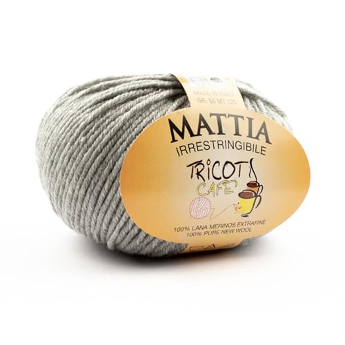 Mattia by Tricot Cafè – Garn aus reiner Merinowolle extrafein, einlaufsicher, grau 444 von TRICOT CAFE'
