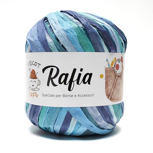 Rafia by Tricot Cafè - Spezialgarn für Taschen und Accessoires - Gemischt Azzuro 7 von TRICOT CAFE'