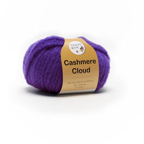 TRICOT CAFE' Cashmere Cloud Wolle zum Stricken/Häkeln, 65 % Merinowolle, 30 % Kaschmir, 5 % Nylon, Violett 18 von TRICOT CAFE'