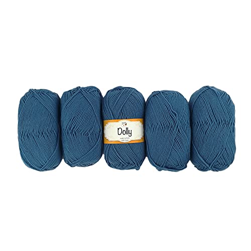 TRICOT CAFE' Lana Dolly, 5 Stück,100% reine Merinowolle, extrafein/Grau Blau 35 von TRICOT CAFE'