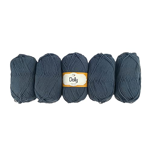 TRICOT CAFE' Lana Dolly, 5er Pack Made in Italy 100% Reine Merinowolle Extrafine/Blau Jeans 29 von TRICOT CAFE'
