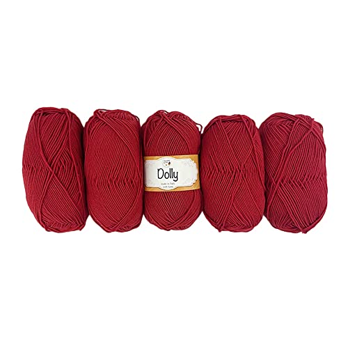 TRICOT CAFE' Lana Dolly, 5er Pack Made in Italy 100% reine Merinowolle Extrafein/Rot 66 von TRICOT CAFE'