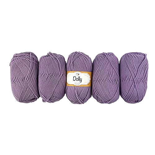 TRICOT CAFE' Lana Dolly, 5er Pack Made in Italy 100% reine Merinowolle Extrafine / Lavendel 27 von TRICOT CAFE'