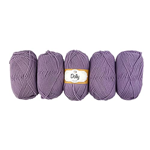 TRICOT CAFE' Lana Dolly, 5er Pack Made in Italy 100% reine Merinowolle Extrafine/Lavendel 27 von TRICOT CAFE'