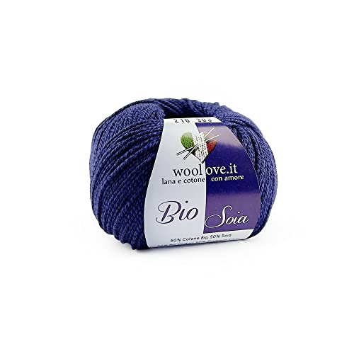 TRICOT CAFE' Woolove Bio-Soja-Garn aus Baumwolle und Soja, sehr weich, atmungsaktiv und glänzend, natürliche pflanzliche Fasern, ideal für Eisen/Häkelnadeln: 3,00/3,50 cm, Nachtblau 210, 1 Stück 50g TRICOT CAFE' Woolove Bio-Soja-Garn aus Baumwolle und Soja, sehr weich, atmungsaktiv und glänzend, natürliche pflanzliche Fasern, ideal für Eisen/Häkelnadeln: 3,00/3,50 cm, Nachtblau 210, 1 Stück 50g von TRICOT CAFE'