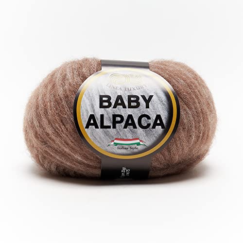 Tricot Cafè – Baby Alpaca – hochwertiges Garn Baby Alpaca und Merinos Extra feine Wolle – ideal zum Stricken mit Nadeln / Häkelnadeln: 8.00/10.00 – 25 g Walnuss 2 von TRICOT CAFE'