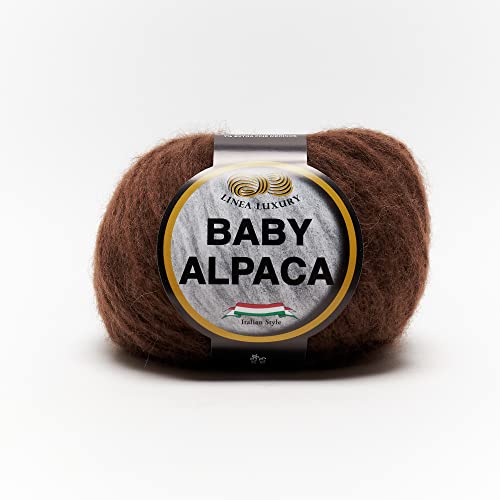 Tricot Cafè – Baby Alpaca – hochwertiges Garn Baby Alpaka und Merinos Extra fein – feine grobe Wolle, ideal zum Stricken mit Nadeln/Häkelnadeln: 8.00/10.00 – 25 g Braun 3 von TRICOT CAFE'