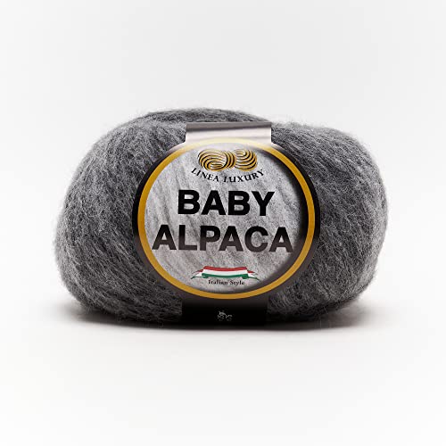 Tricot Cafè – Baby Alpaca – hochwertiges Garn Baby Alpaka und Merinos Extra feine Wolle – ideal zum Stricken mit Nadeln/Häkelnadeln: 8.00/10.00 – 25 g Grau 5 von TRICOT CAFE'